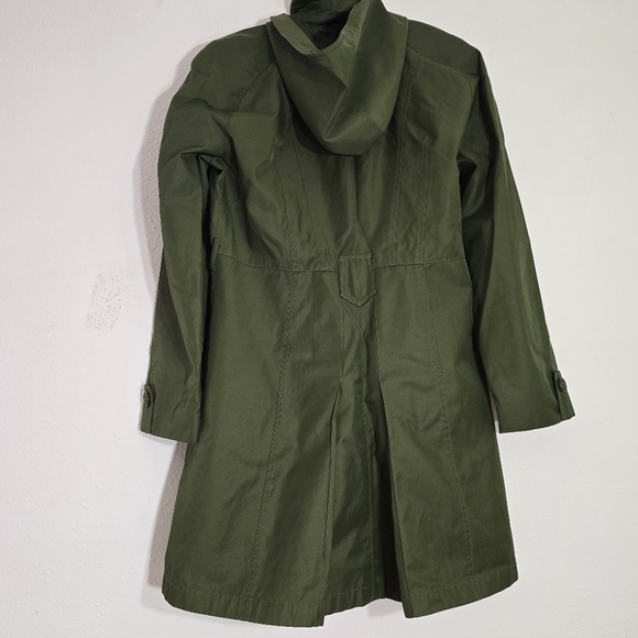 Gallery Trench Coat Outdoor Women L Green Jacket Removable Hood Button Pockets - Picture 15 of 16